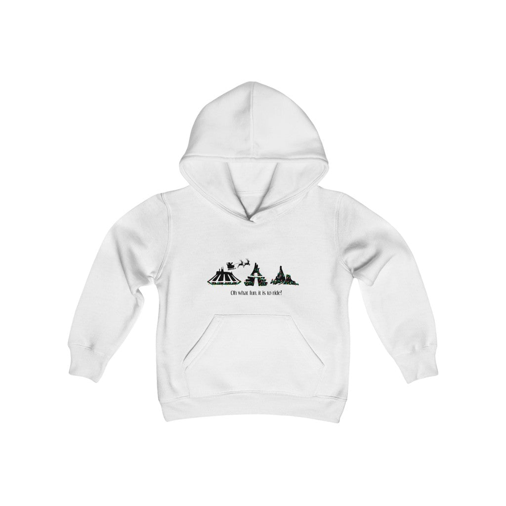 Oh What Fun it is to Ride - Youth Heavy Blend Hooded Sweatshirt